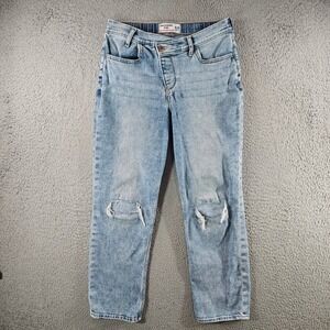 Abercrombie Kids High-Rise Ankle Straight Jeans Light Wash Distressed Size 15/16